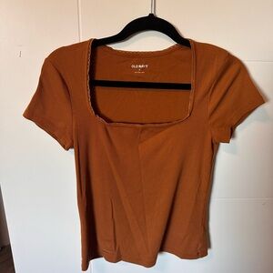 Old Navy Women's Square Neck Ribbed Lace Square Neck T-Shirt